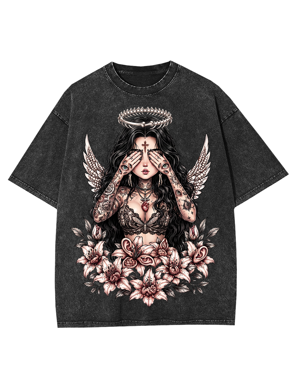 TATTOOED ANGEL BLOOM AAA WASHED TSHIRT