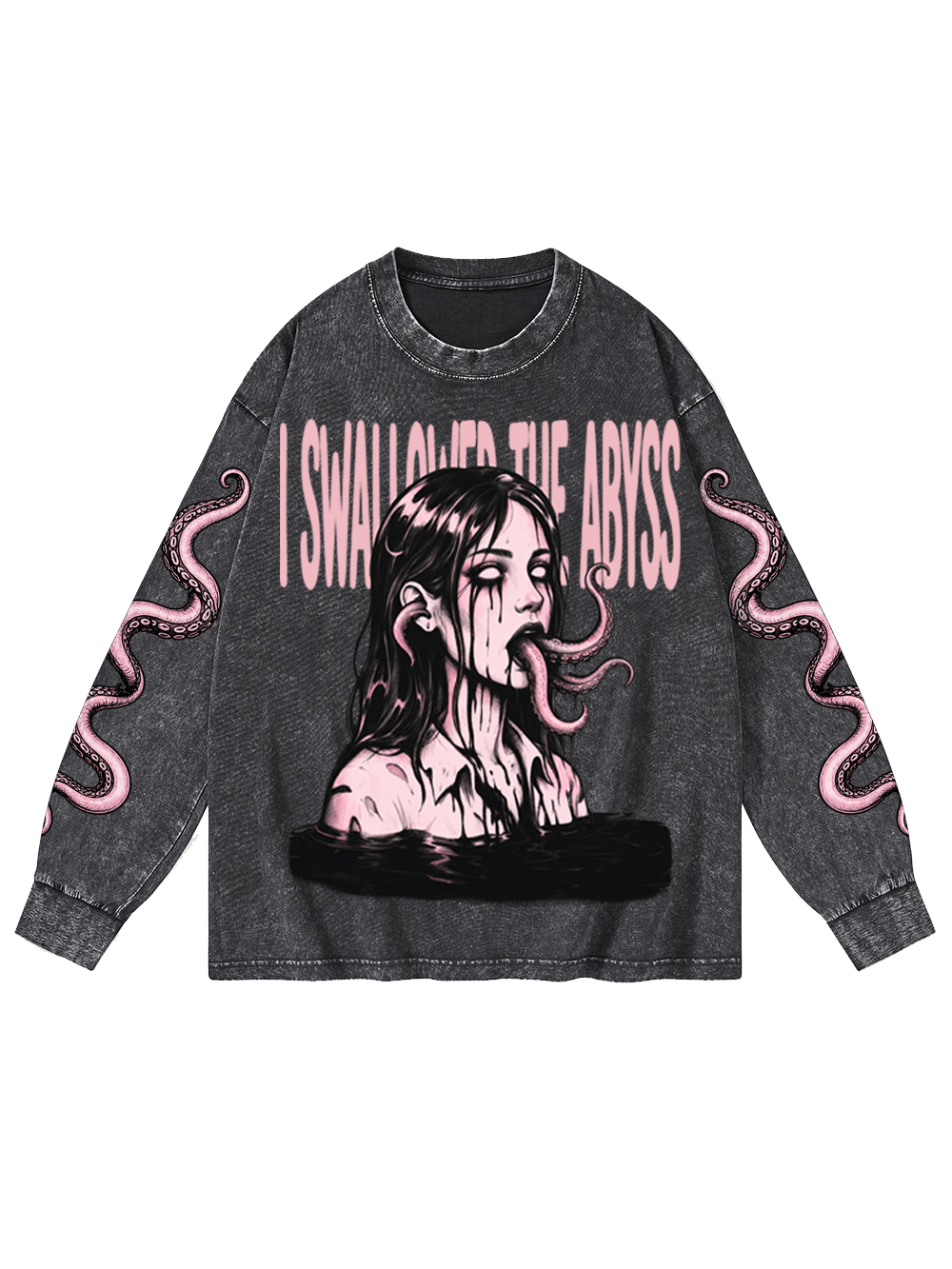 ABYSS TENTACLES WASHED LONG-SLEEVE GRAPHIC TSHIRT