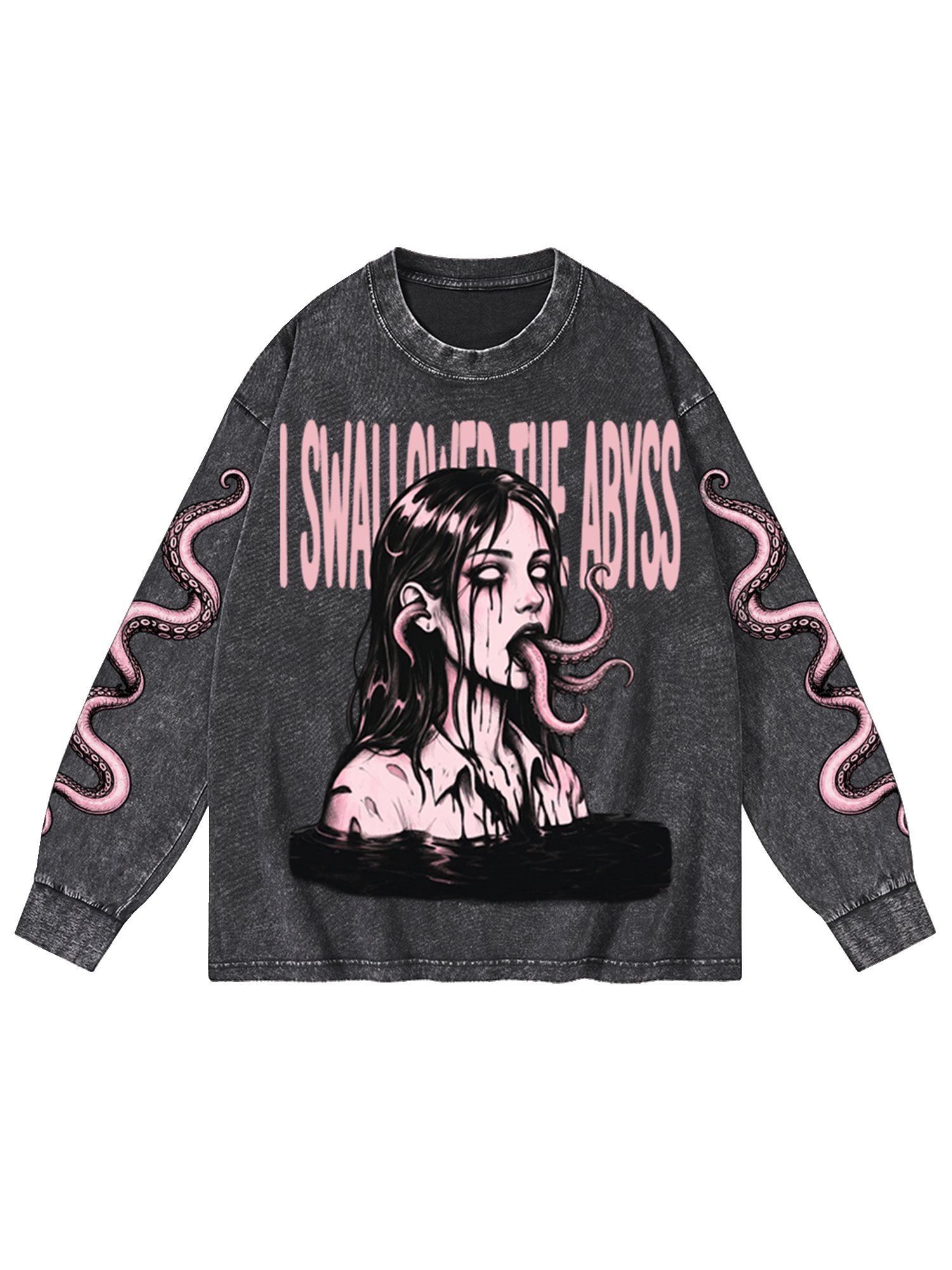 ABYSS TENTACLES WASHED LONG-SLEEVE GRAPHIC TSHIRT