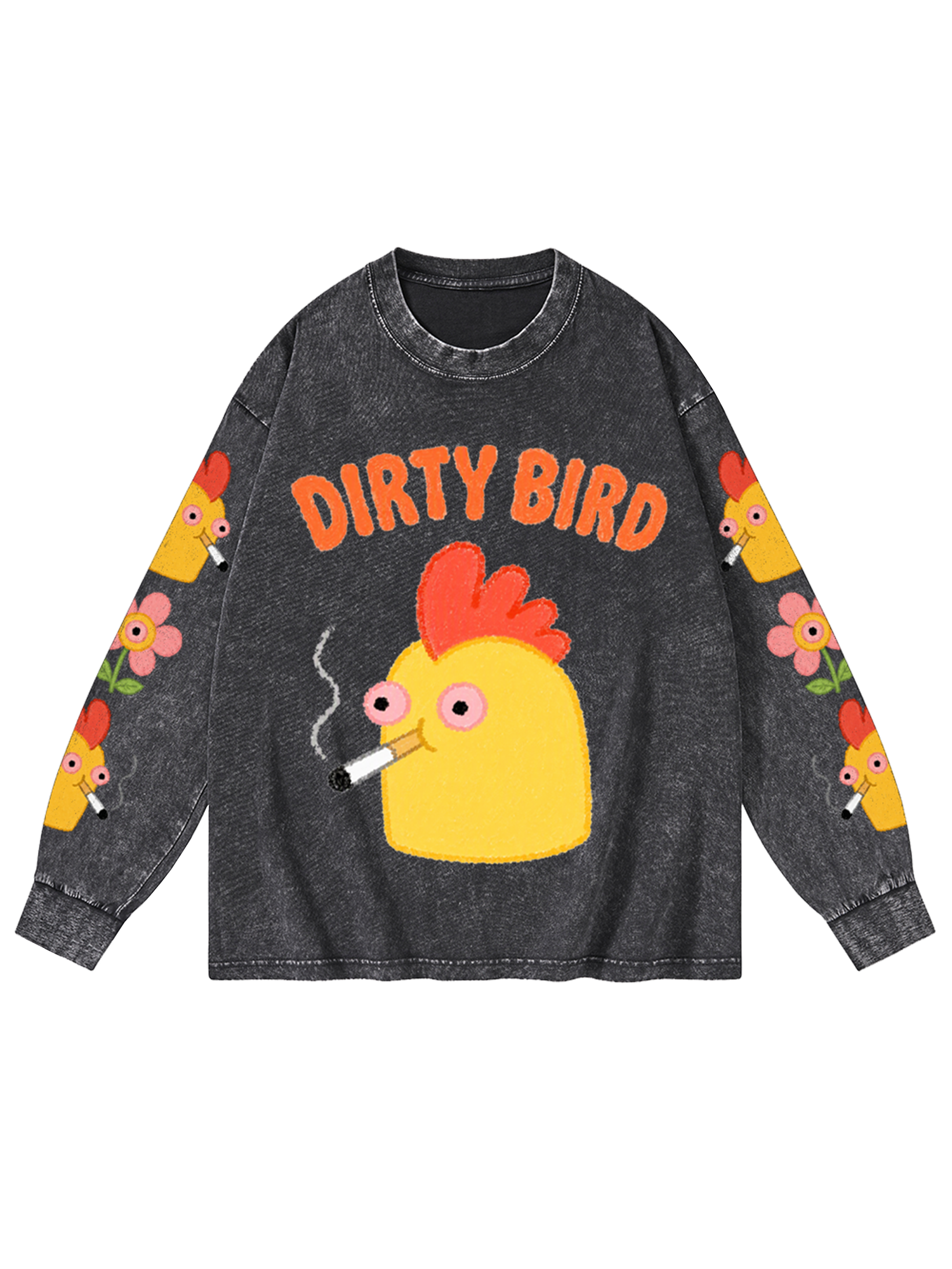 DIRTY BIRD VIBES WASHED LONG-SLEEVE GRAPHIC TSHIRT