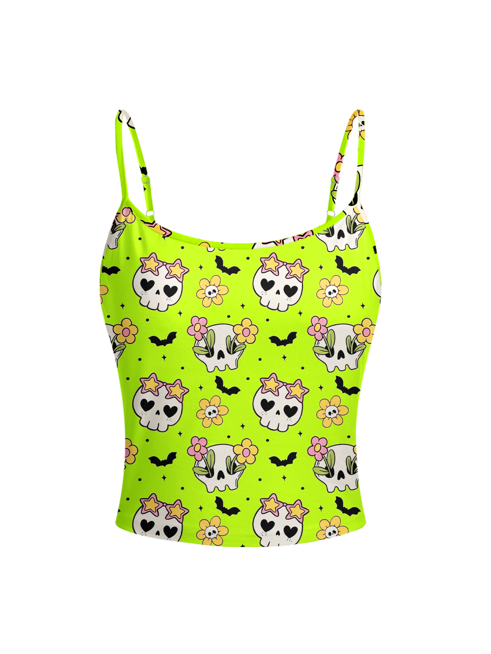 SKULL FLORAL FULL-PRINT SPAGHETTI-STRAP TOP