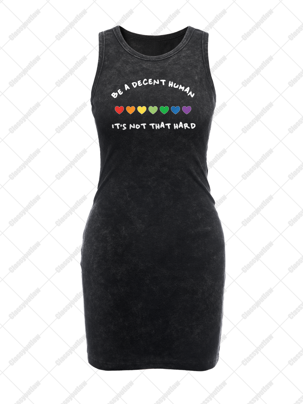 BE A DECENT HUMAN VINTAGE BODYCON TANK DRESS
