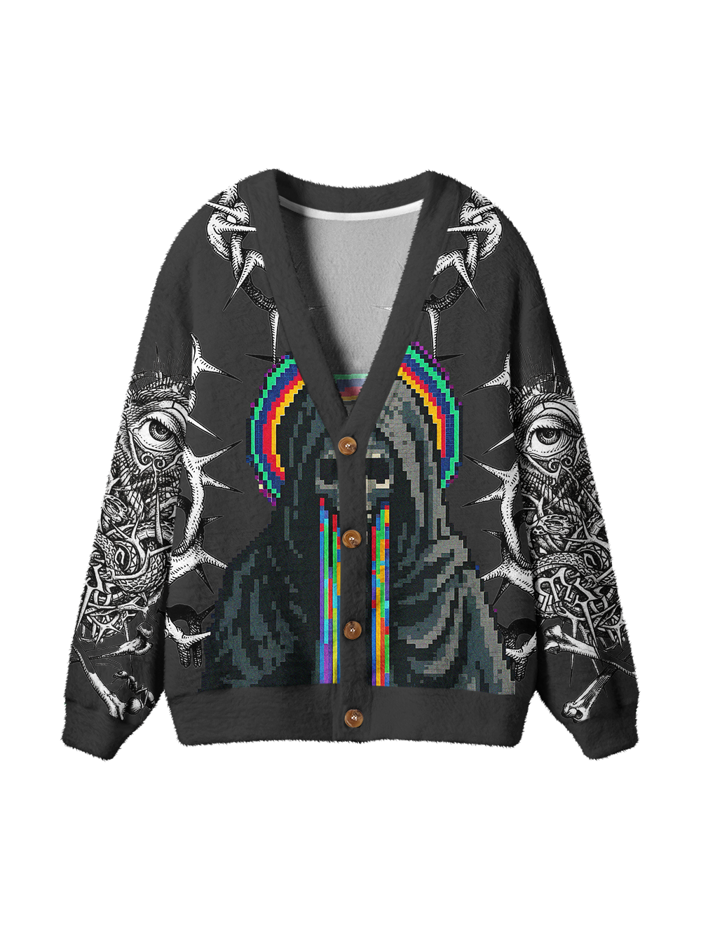 PIXELATED SKULL GOTHIC UGLY CARDIGAN SWEATERS