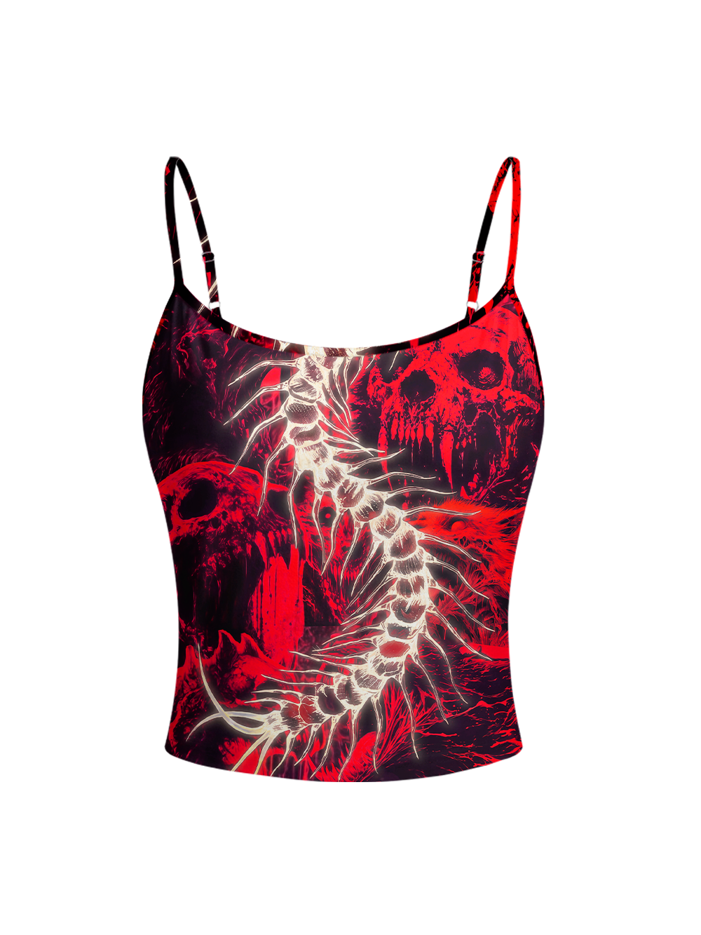 BLOOD CENTIPEDE FULL-PRINT SPAGHETTI-STRAP TOP