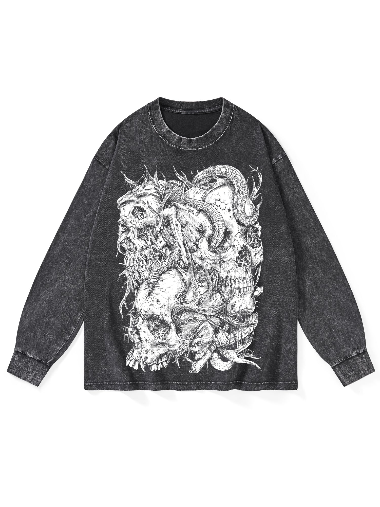 SKULLS WASHED LONG-SLEEVE TSHIRT