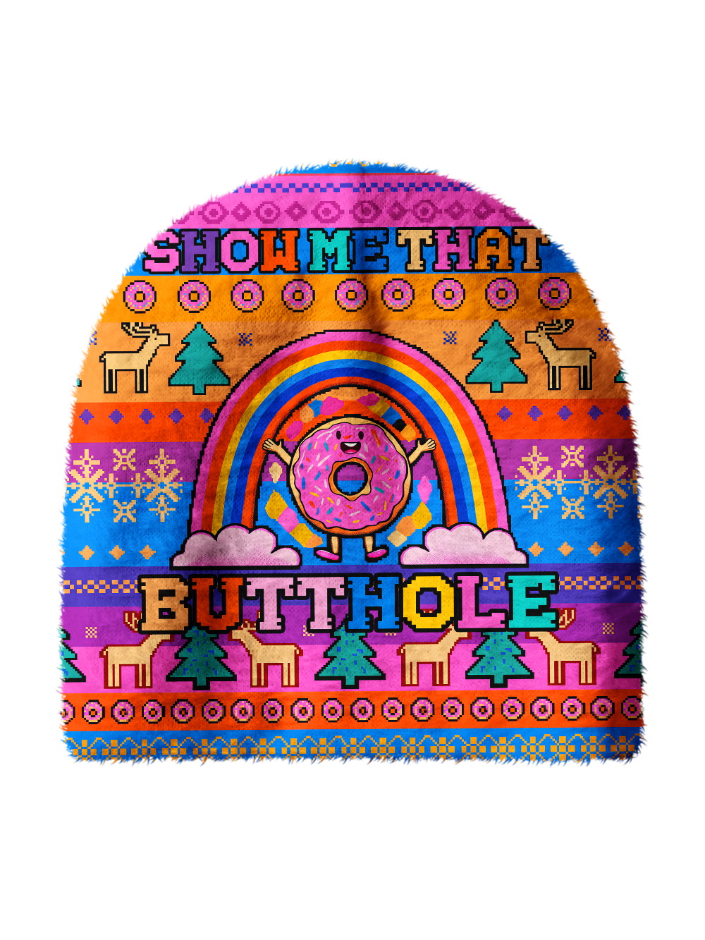 SHOW ME THAT BUTTHOLE PRINT KNIT BEANIE
