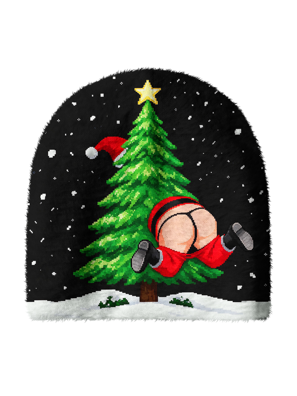 XMAS BUM PRINT KNIT BEANIE