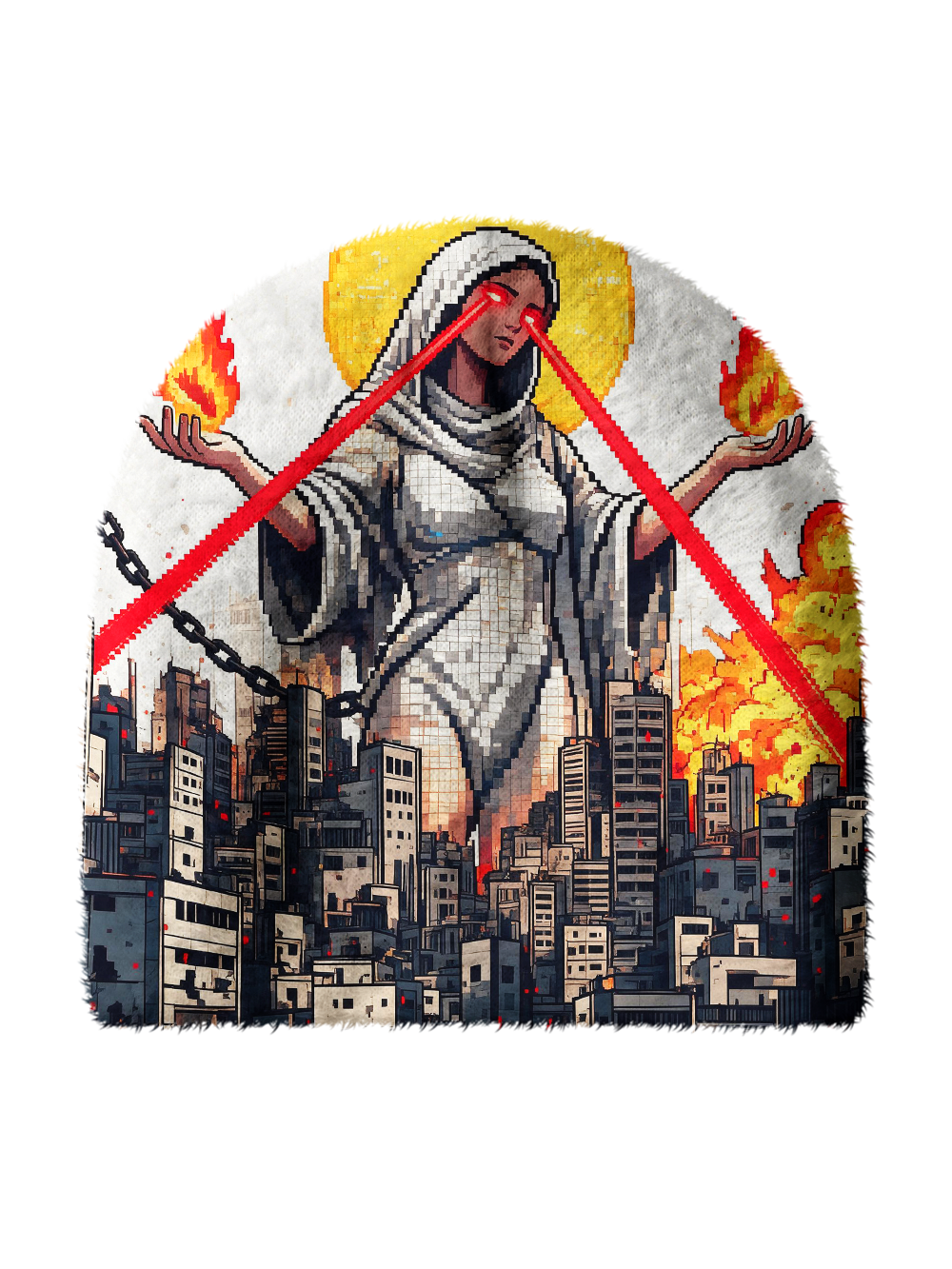 CITY RUINS PRINT KNIT BEANIE