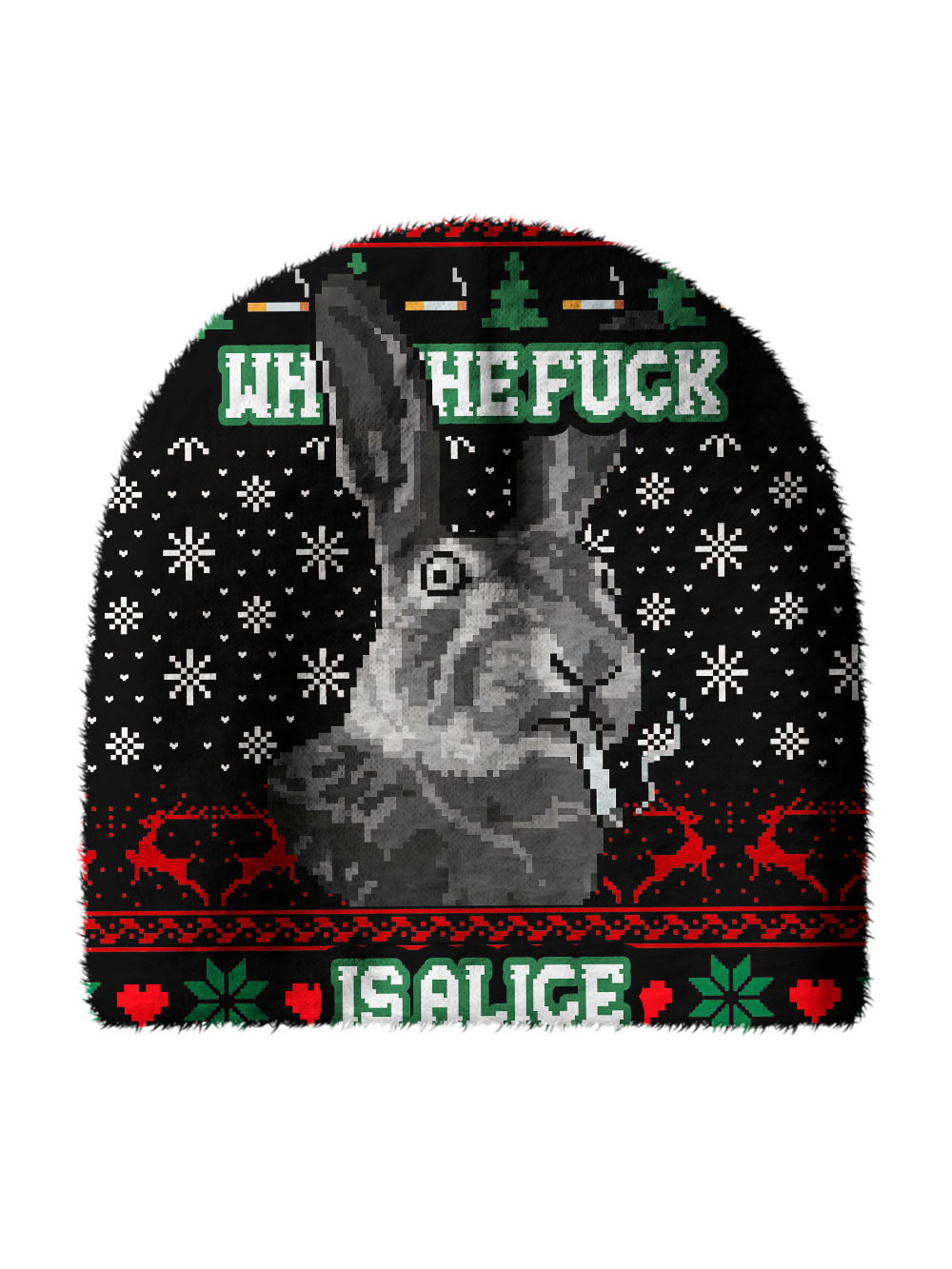 WHO THE FUCK IS ALICE PRINT KNIT BEANIE