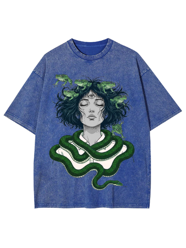 Serpent-Frog Girl Washed Tshirt