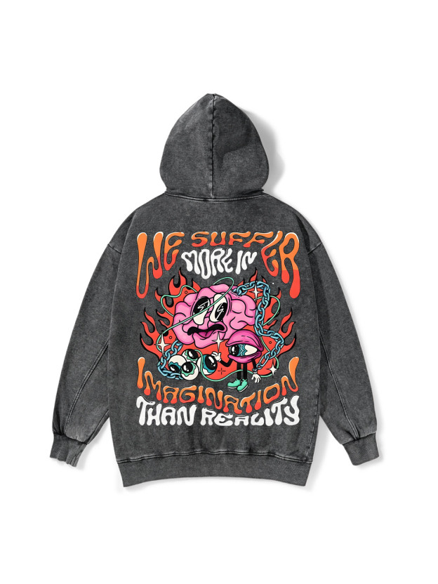 Imagination Than Reality Washed Hoodie