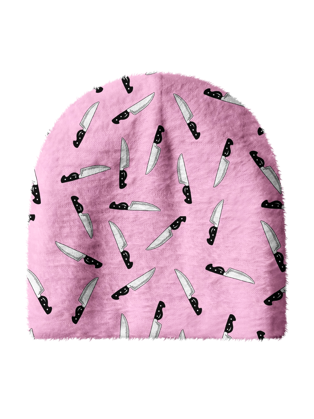 PINK KNIFE PRINT KNIT BEANIE
