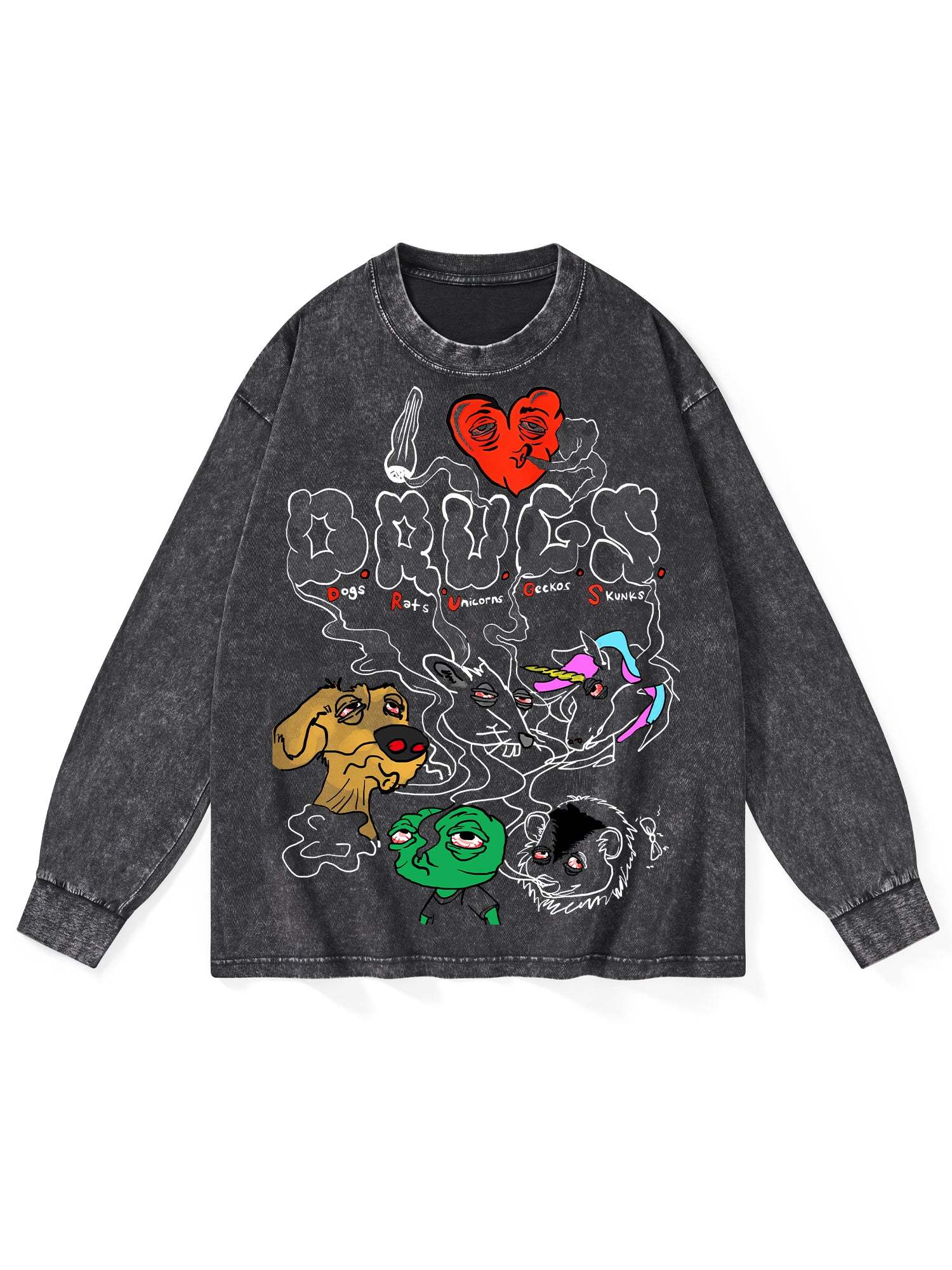 Drugs Washed Long-Sleeve Tshirt-ClassyOutlaw