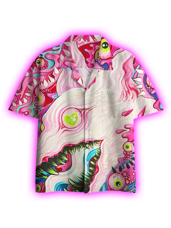 Vivid Nightmare Bloom Button Up Pocket Shirt-ClassyOutlaw Sale
