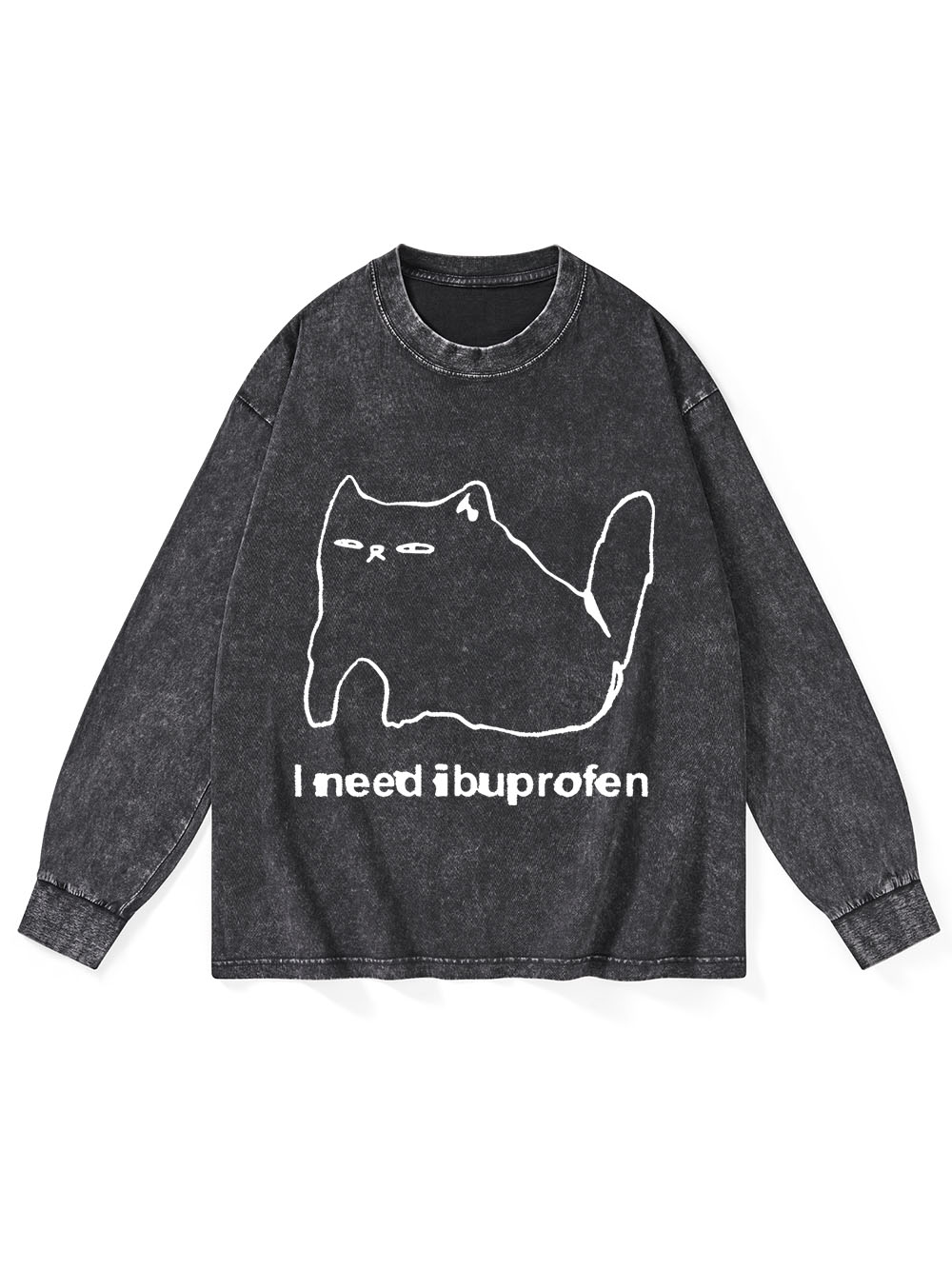 Ibuprofen Cat Washed Long-Sleeve Tshirt
