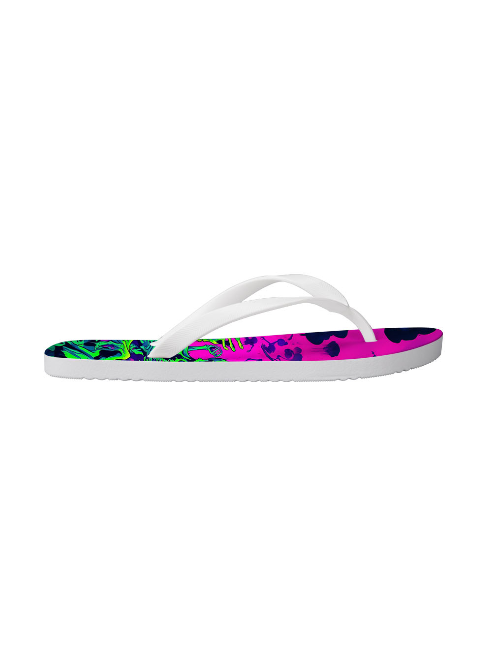 NEON SKELETON RAVE FLIP FLOPS