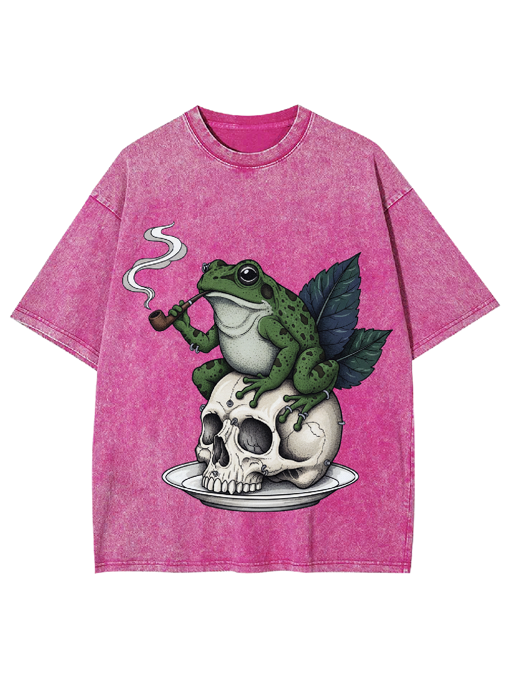 Smoking Frog on Skull Washed Tshirt