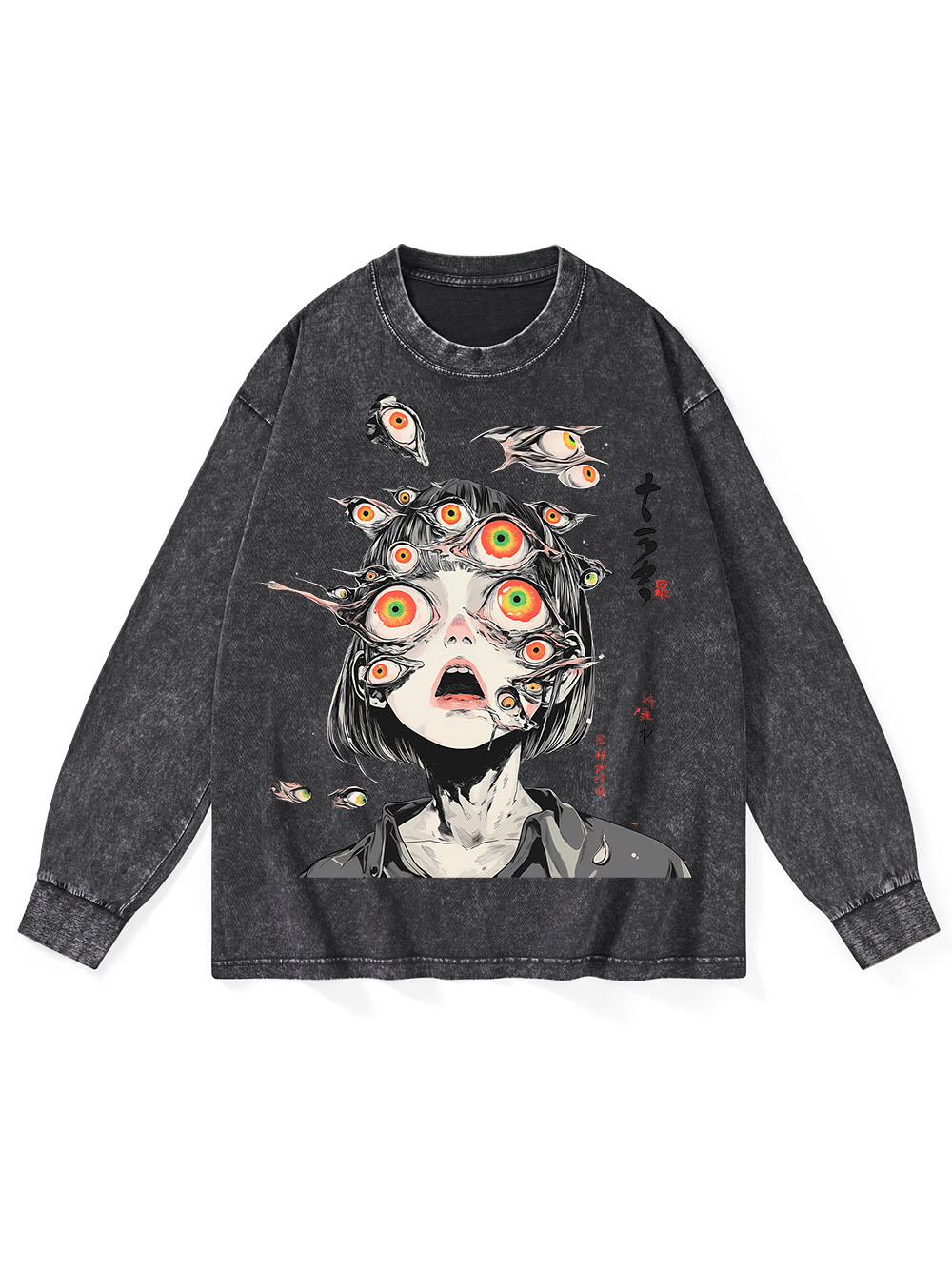 MULTITUDE OF GAZES WASHED LONG-SLEEVE TSHIRT