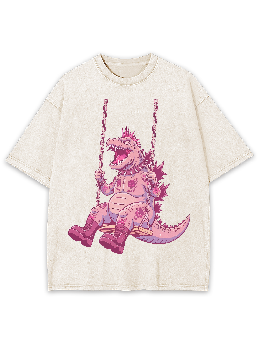 Swinging Pink Dino Washed Tshirt