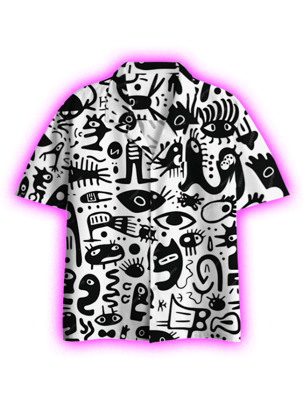Abstract Eyescape Button Up Pocket Shirt