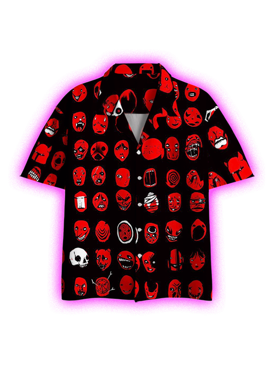 Faces of Fear Button Up Pocket Shirt