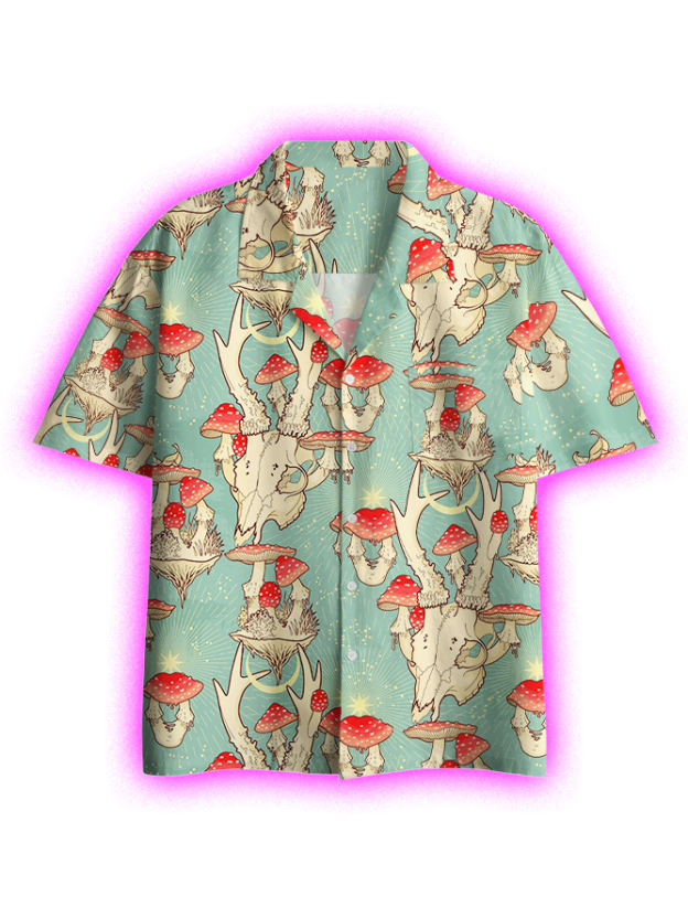 Mystic Mushrooms Button Up Pocket Shirt