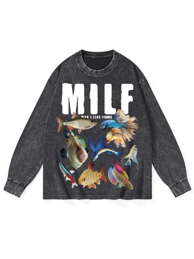 Milf Washed Long-Sleeve Tshirt-ClassyOutlaw