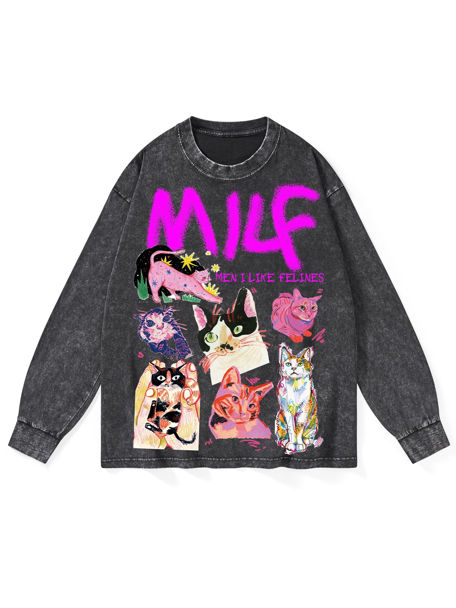 Milf Washed Long-Sleeve Tshirt-ClassyOutlaw