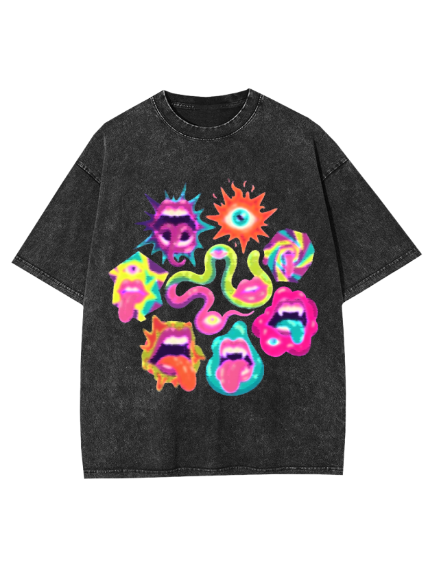 Psychedelic Faces Washed Tshirt