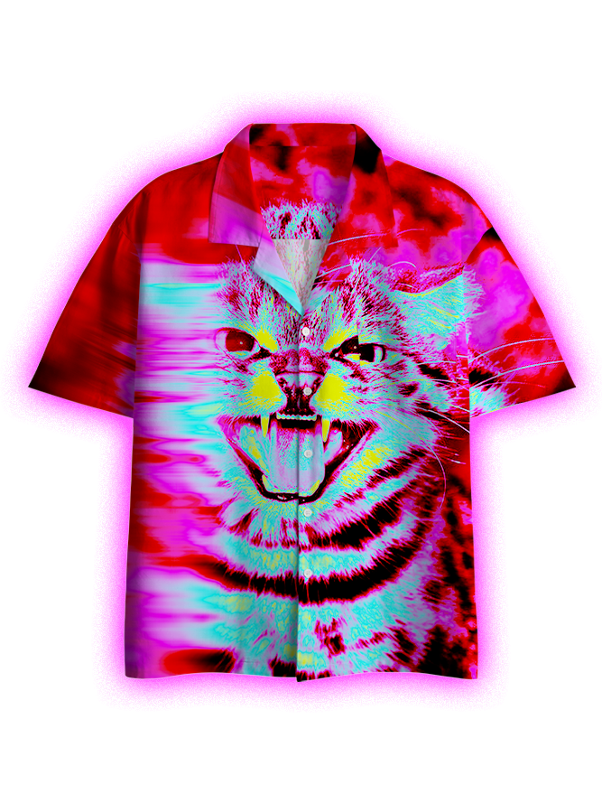 The Glitch Cat Button Up Pocket Shirt-ClassyOutlaw Sale