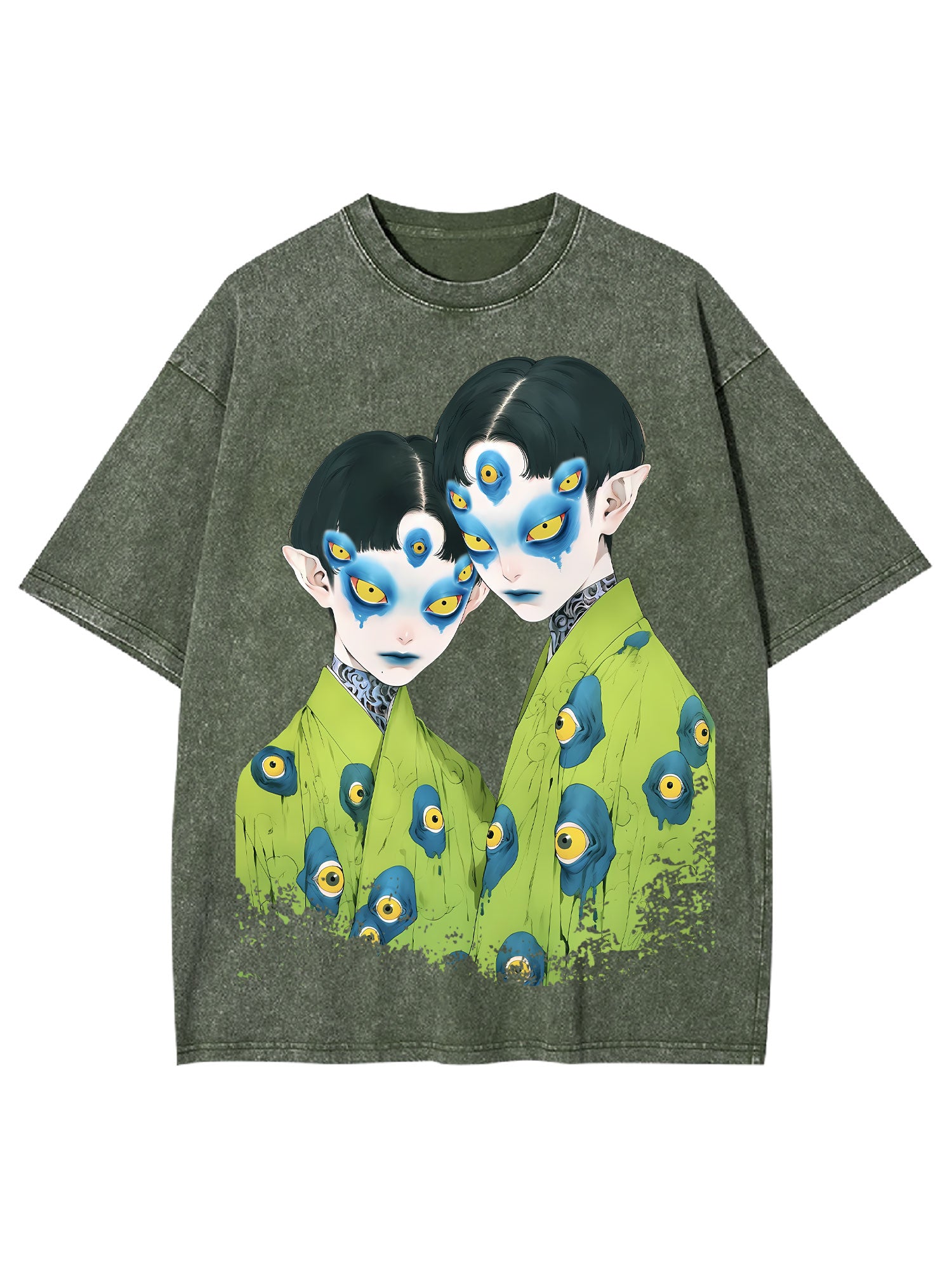 Mysterious Twin Eyes Washed Tshirt