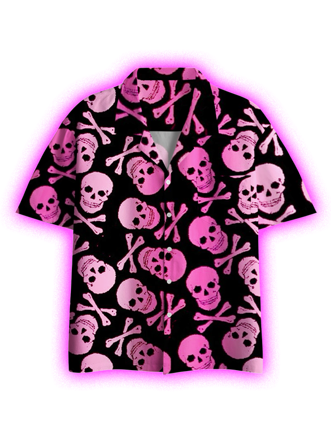 Skull and Crossbones Button Up Pocket Shirt