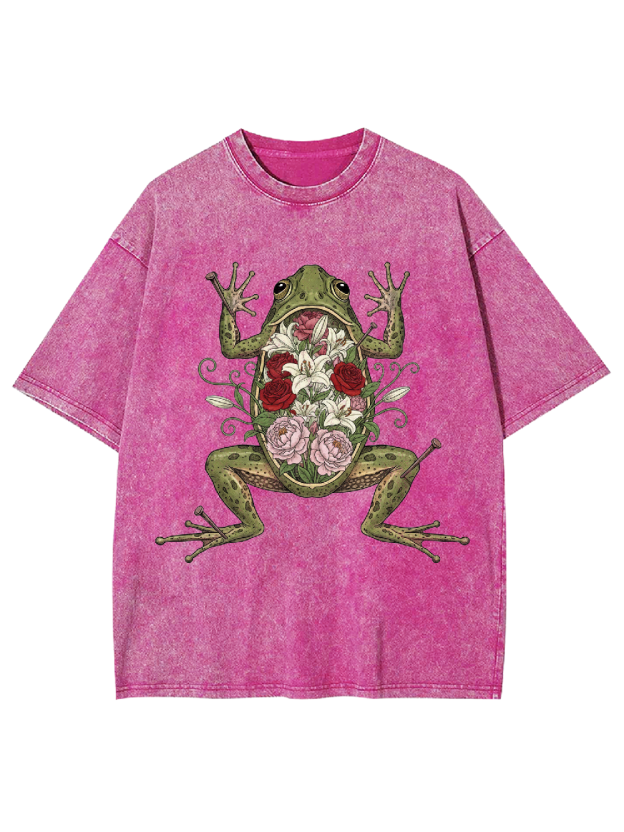 Floral Organs Frog Washed Tshirt