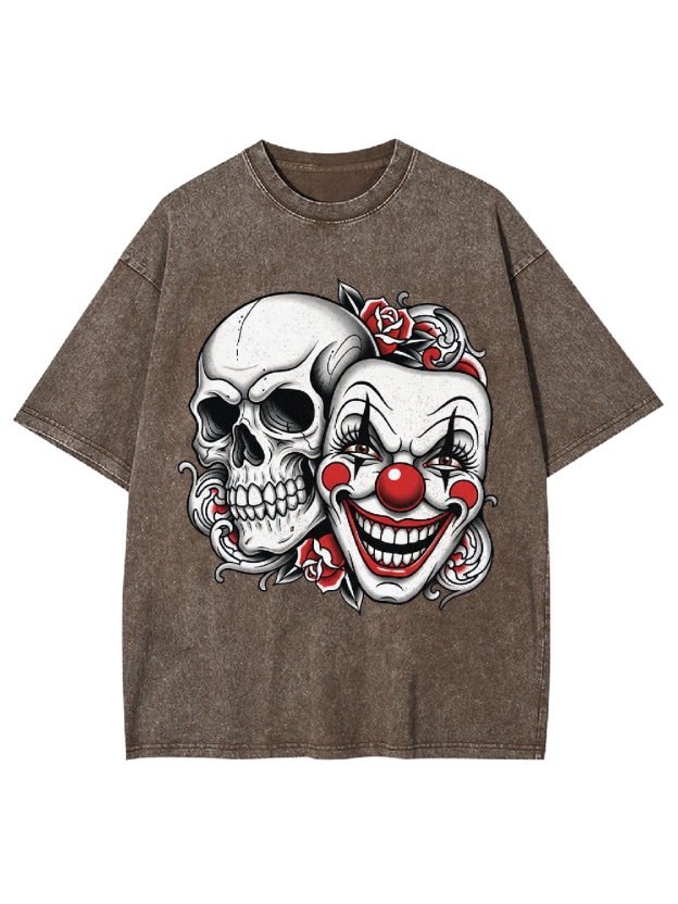 Clown and Skull Washed Tshirt