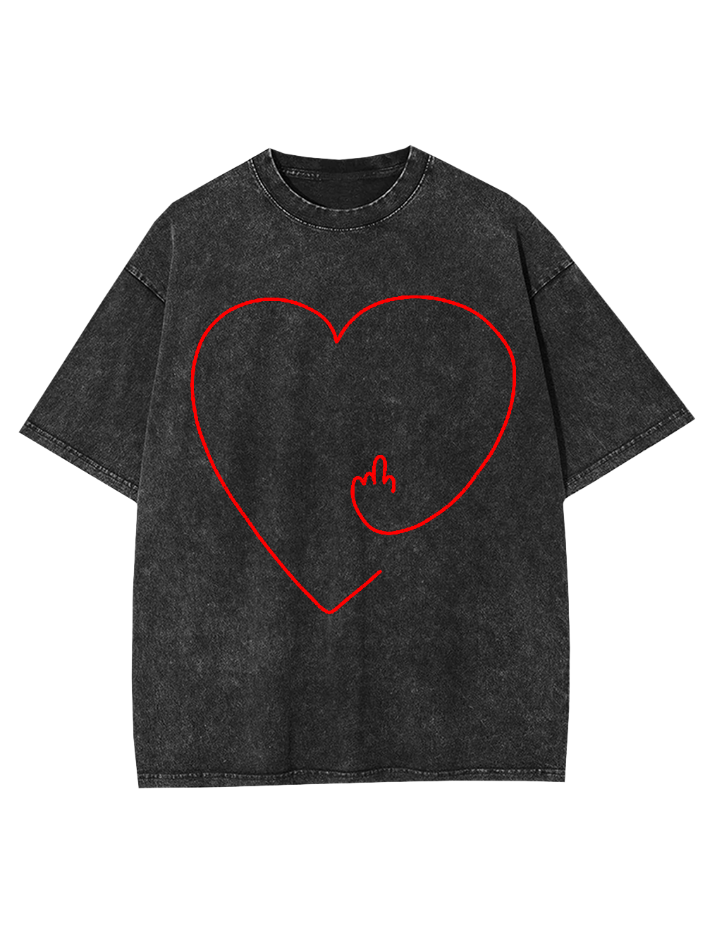 Middle Finger Heart Washed Tshirt