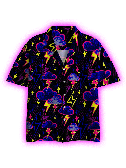 Electric Bolt Style Button Up Pocket Shirt