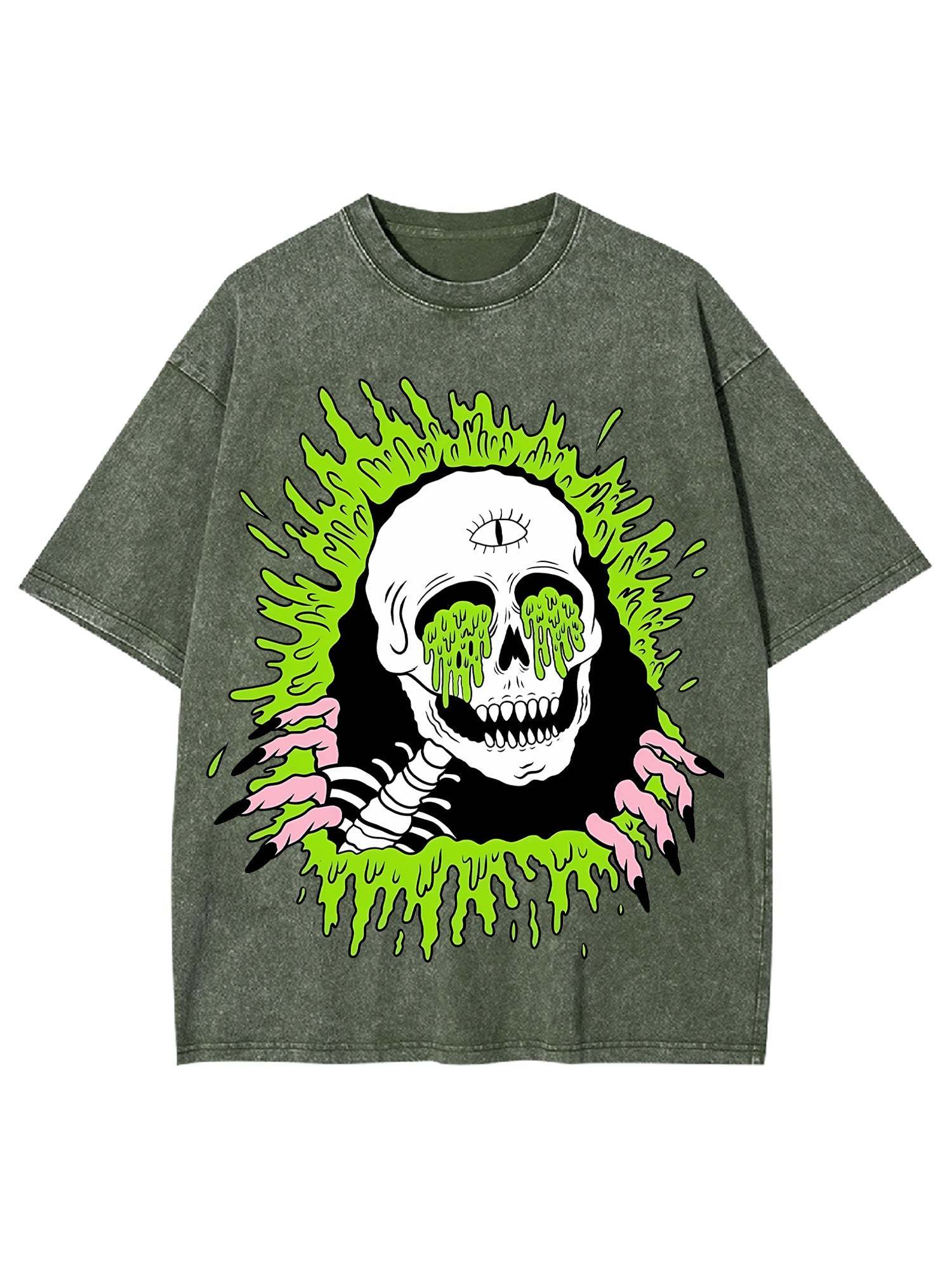 Melting Skull Washed Tshirt-ClassyOutlaw Sale