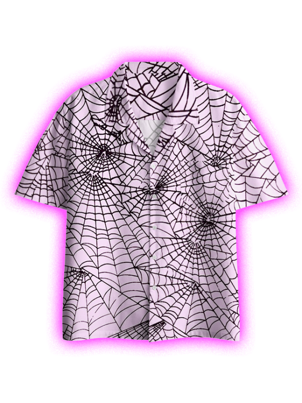 Intricate Spider Webs Button Up Pocket Shirt