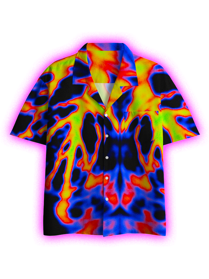Neon Lightning Button Up Pocket Shirt