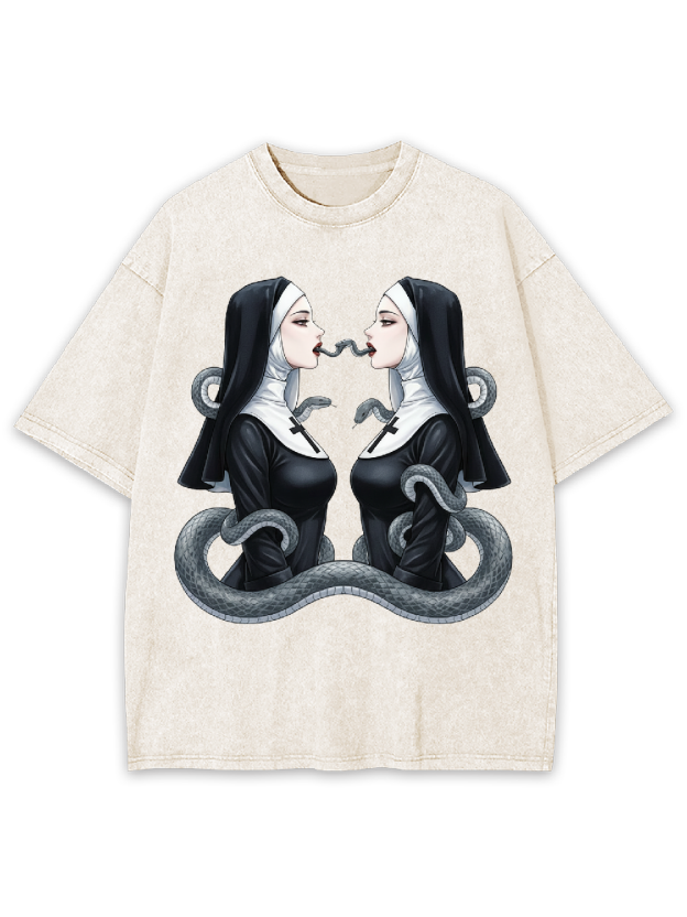 The Twin Serpent Nuns Washed Tshirt