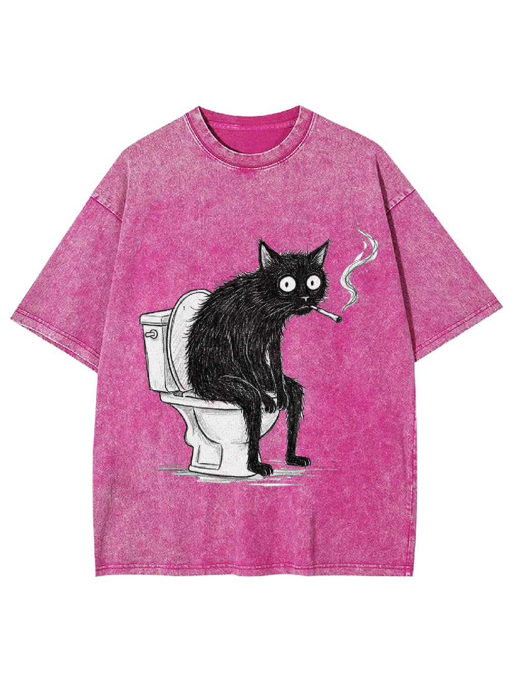 Cat smoking on the toilet Washed Tshirt