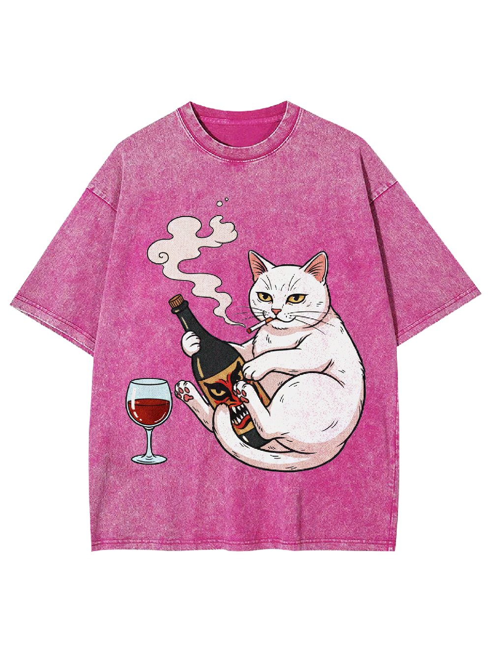 Drinking Rebellious Cat Washed Tshirt