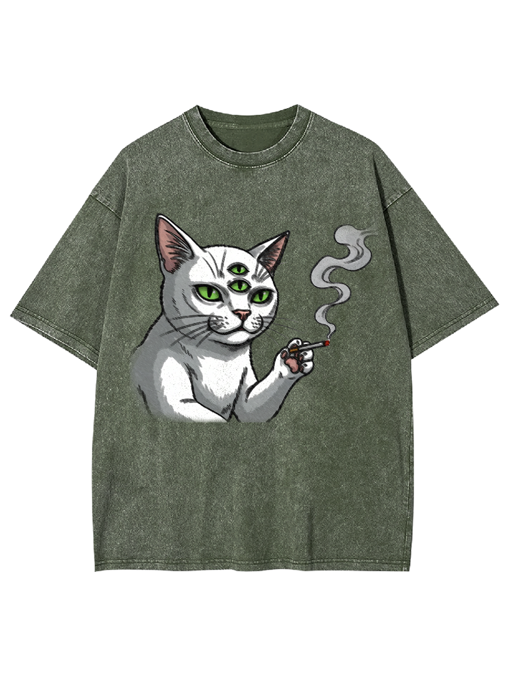 The Unruly Smoking Cat Washed Tshirt