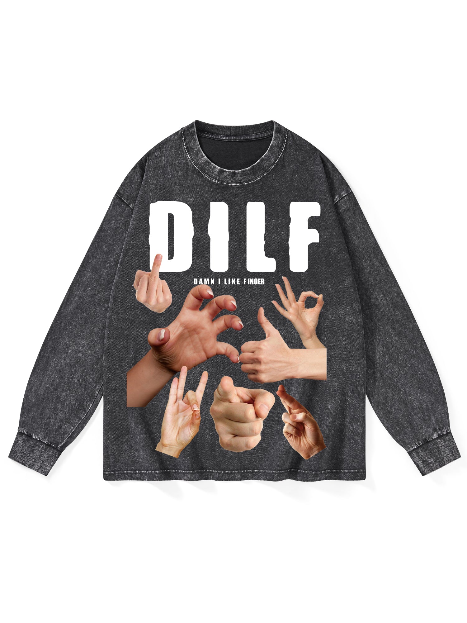 Dilf Washed Long-Sleeve Tshirt-ClassyOutlaw