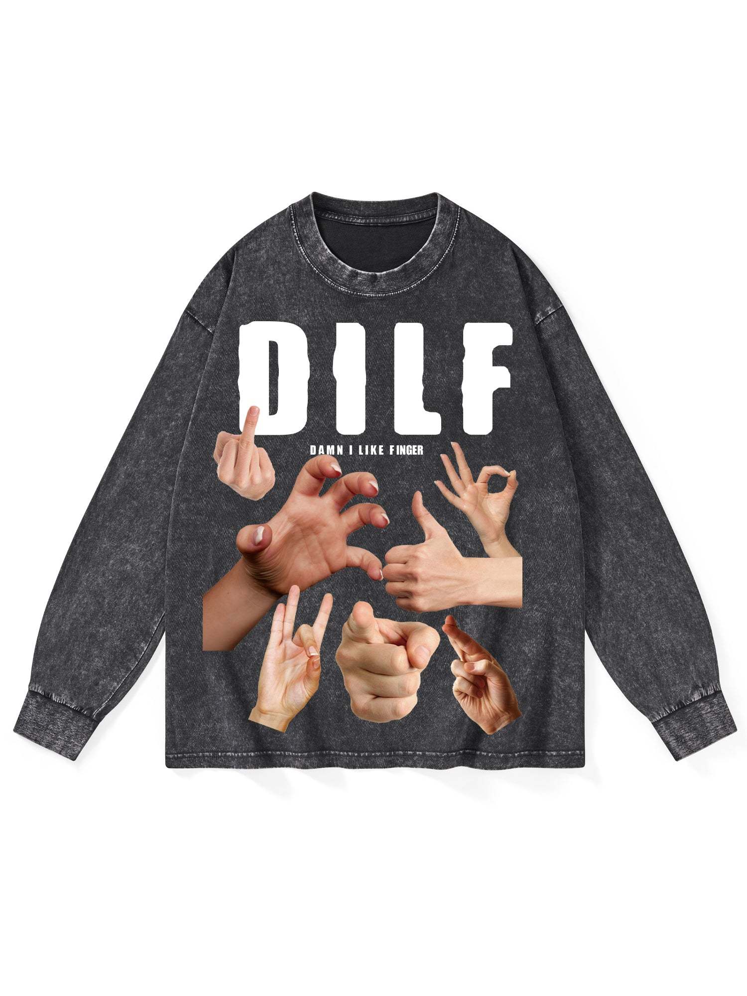 Dilf Washed Long-Sleeve Tshirt-ClassyOutlaw