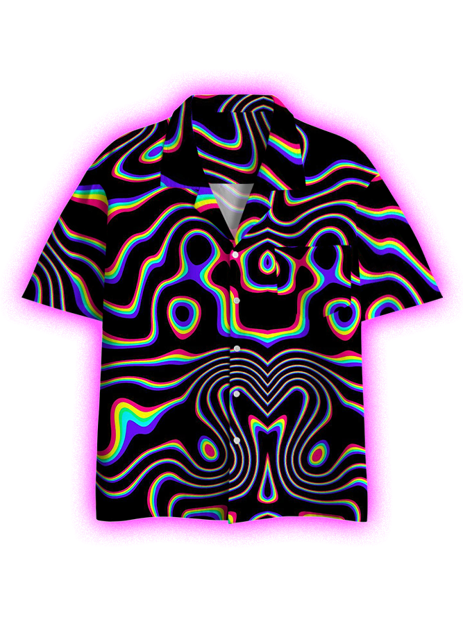 Psychedelic Waves Button Up Pocket Shirt