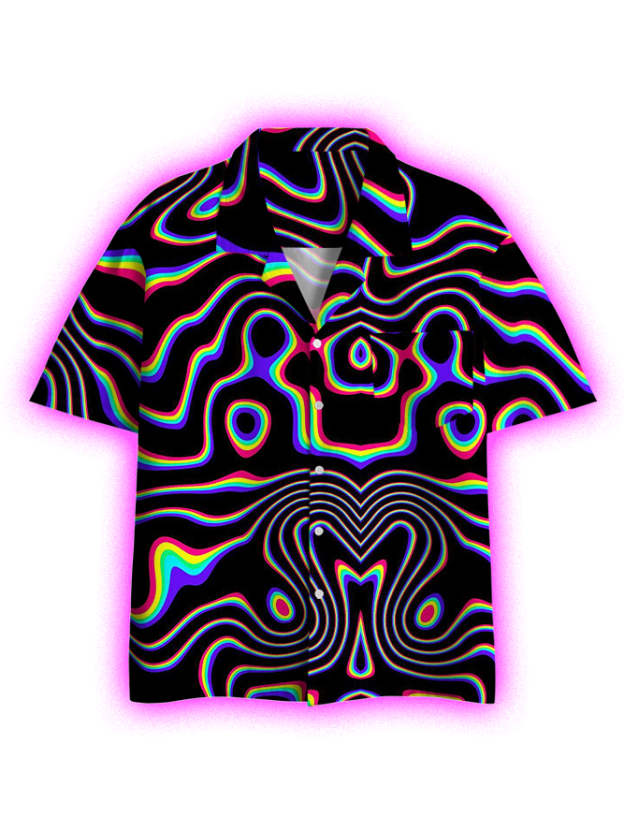 Psychedelic Waves Button Up Pocket Shirt