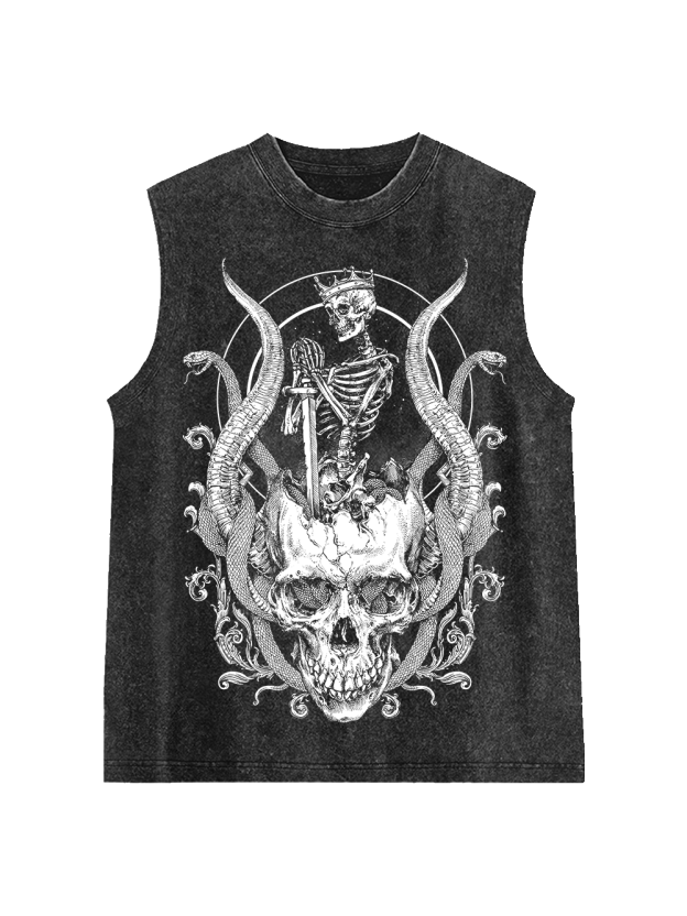 Skeleton King Washed Tank Top