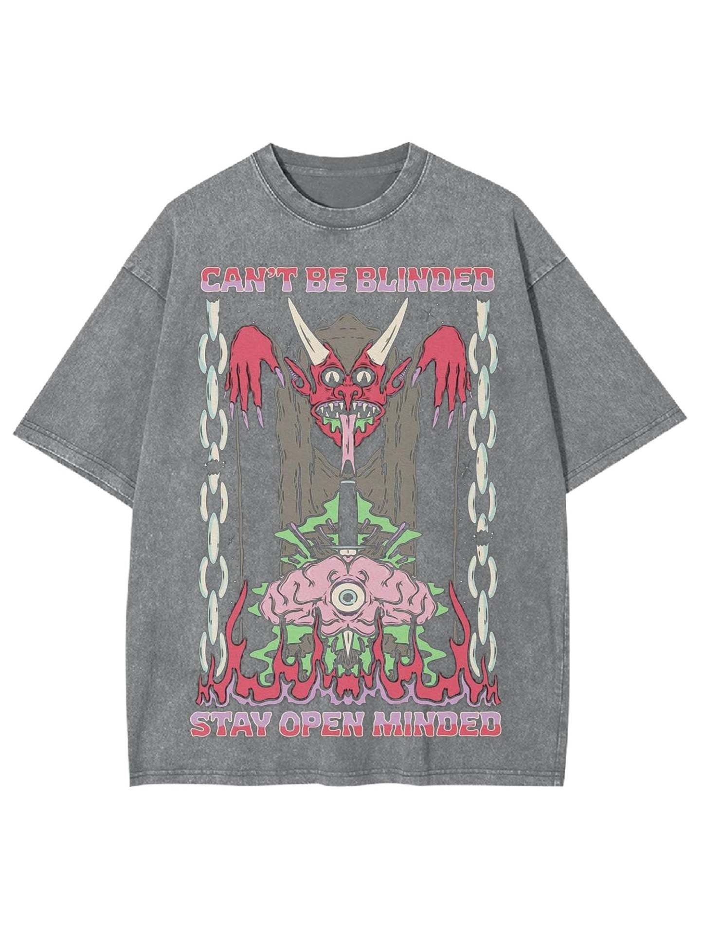 Can't Be Blinded Stay Open Minded Washed Tshirt-ClassyOutlaw Sale