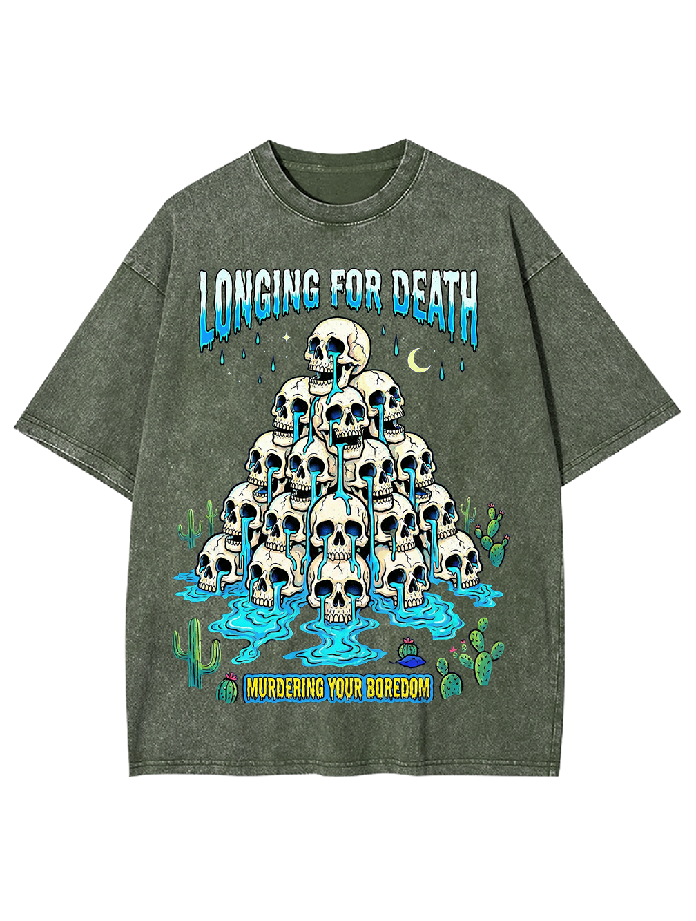 Longing for death Murdering your boredom Washed Tshirt